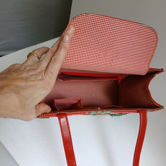 Retro 50's Red Rockabilly Pin Up Cowgirls with Beads & Sequins Shoulder Bag - Picture 12 of 13